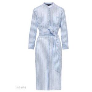 VERONICA BEARD BIANCA COTTON SHIRTDRESS with Slip / Belt Blue Striped Sz M